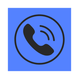 Ein Icon mit einem Telefonhörer auf blauem Hintergrund
